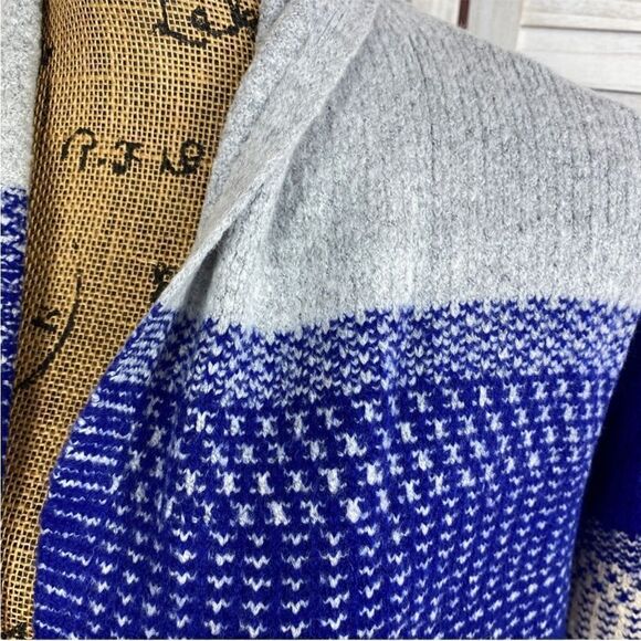 MaxSport Western Colorblock Long Cardigan Sweater Gray Blue Cream Black Large - Picture 6 of 12